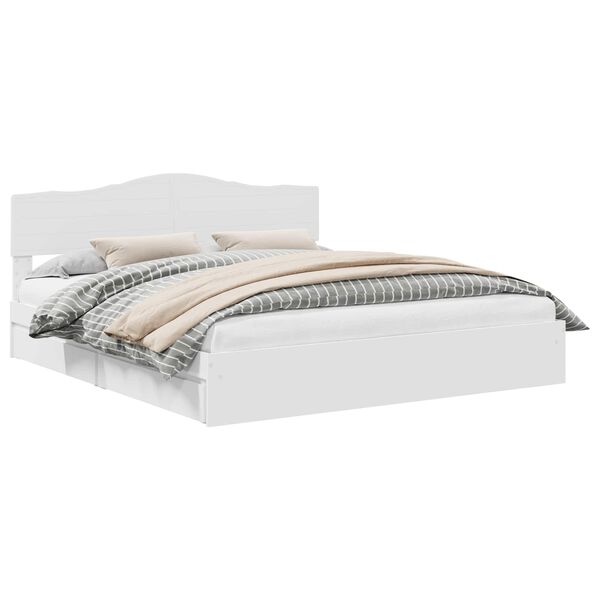 vidaXL Seng med Oppbevaring med skuff Hvit 180 x 200 cm Konstruert tre