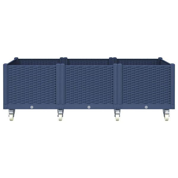 vidaXL Plantekasse med hjul bl&aring;gr&aring; 150x80x54 cm PP