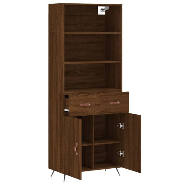 vidaXL Highboard brun eik 69,5x34x180 cm konstruert tre