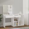 vidaXL LED-sminkebord med skap høyglans hvit konstruert tre