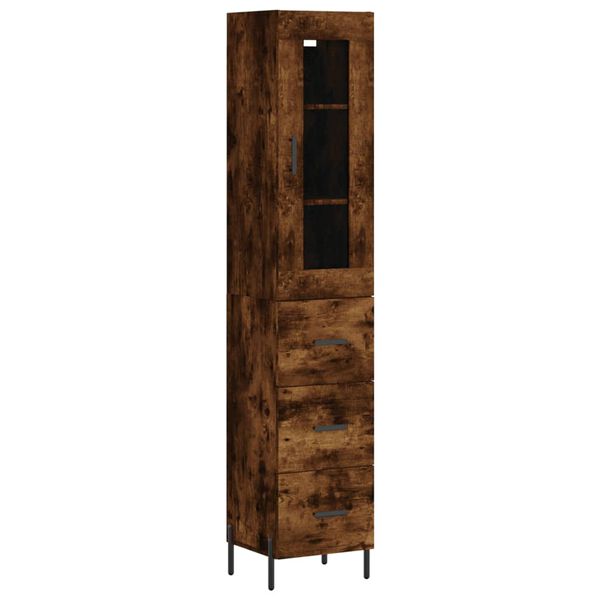 vidaXL Highboard r&oslash;kt eik 34,5x34x180 cm konstruert tre