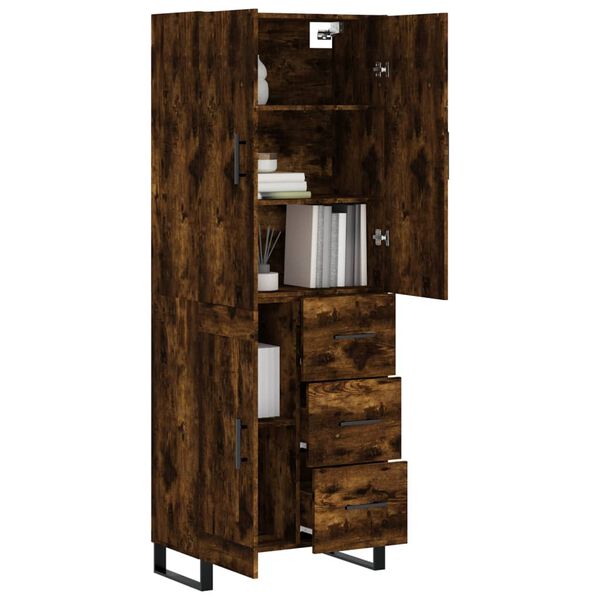 vidaXL Highboard r&oslash;kt eik 69,5x34x180 cm konstruert tre