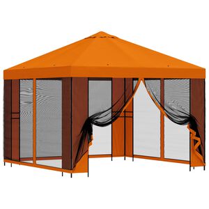 vidaXL Hagepaviljong med sidevegger 3 x 3 m Oransje Polyester og st&aring;l