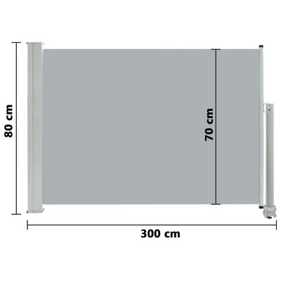 vidaXL Uttrekkbar sidemarkise 80x300 cm grå