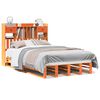 vidaXL Seng med bokhylle uten madrass voksbrun 120x200 cm heltre furu