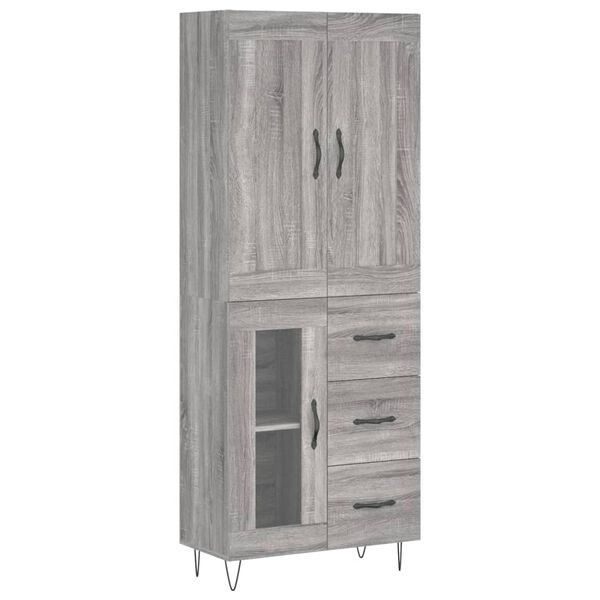 vidaXL Highboard gr&aring; sonoma 69,5x34x180 cm konstruert tre