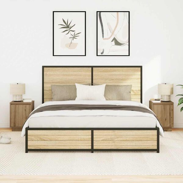 vidaXL Nattbord med LED 2 stk artisan eik 38x34x50 cm