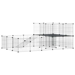 vidaXL Dyrebur 36 paneler med d&oslash;r svart 175x105x70 cm st&aring;l