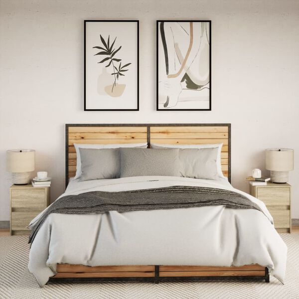 vidaXL Nattbord med LED 2 stk sonoma eik konstruert tre