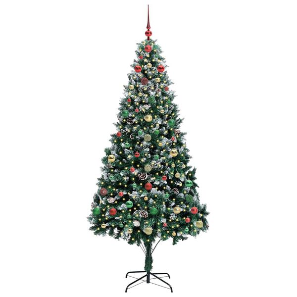 vidaXL Kunstig juletre med 300 LED gr&oslash;nn 240 cm PVC og St&aring;l og Plast