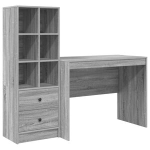 vidaXL Skrivebord Gr&aring; Sonoma 145.5 x 50 x 127 cm 2 stk.