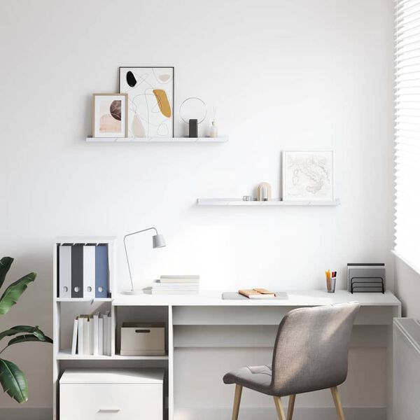 vidaXL Vegghylle 2 pcs Hvit marmor 80 x 9 x 3 cm Konstruert tre