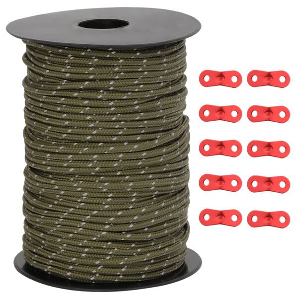 vidaXL Barduner med refleksstrimler og skiftenøkler 50 m 3 mm