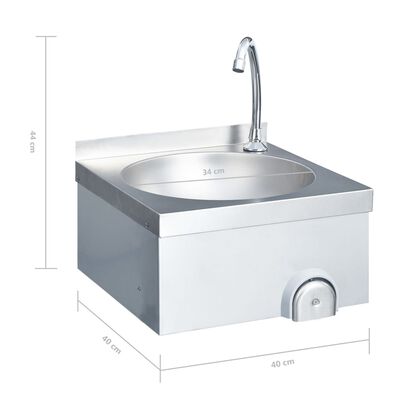 vidaXL Håndvask med kran og såpedispenser rustfritt stål