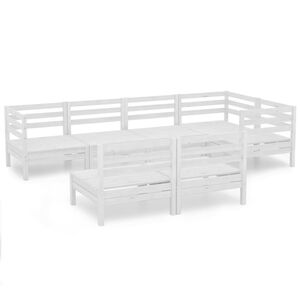 vidaXL Hagesofagruppe 7 deler hvit heltre furu