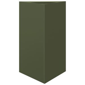 vidaXL Plantekasse olivengr&oslash;nn trekantet 50x43x75 cm st&aring;l