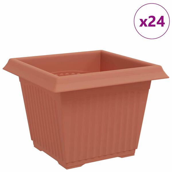 vidaXL Firkantet Blomsterpotte 24 pcs Klinker R&oslash;d 23 x 23 x 17,5 cm