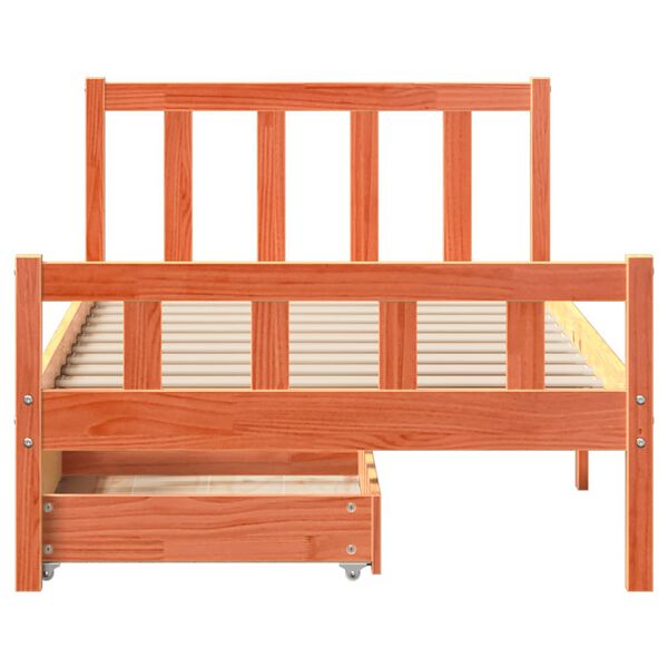 vidaXL Sengeramme uten madrass voksbrun 75x190 cm heltre furu