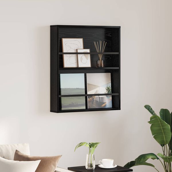 vidaXL Magasinreol med hylle Svart Eik 60 x 12 x 70 cm Konstruert tre