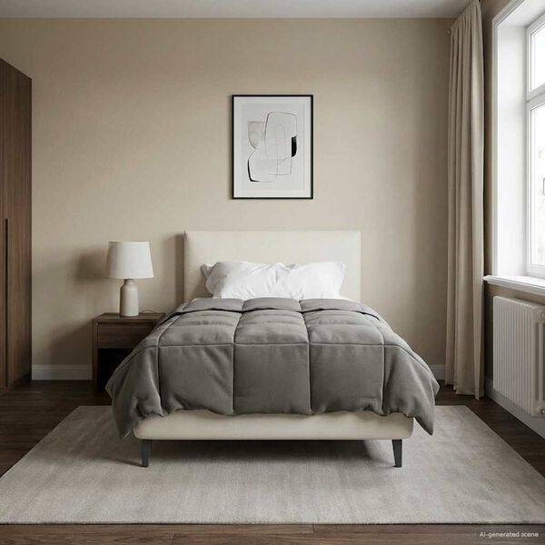 vidaXL Full &aring;r dyne Quilted Lysegr&aring; 140 x 200 cm Mikrofiber