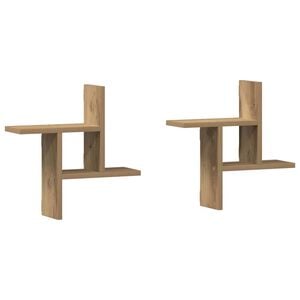 vidaXL Vegghyller 2 stk artisan eik 38x12x38 cm konstruert tre