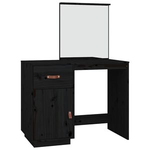 vidaXL Sminkebord svart 95x50x134 cm heltre furu