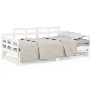 vidaXL Uttrekkbar dagseng hvit heltre furu 2x(90x200) cm