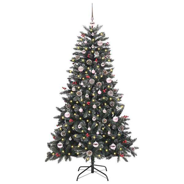 vidaXL Kunstig juletre med 150 LED gr&oslash;nn 150 cm PVC og plast og st&aring;l