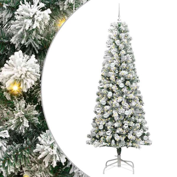 vidaXL Kunstig sammensatt juletre med 300 LED Gr&oslash;nn og hvit 210 cm