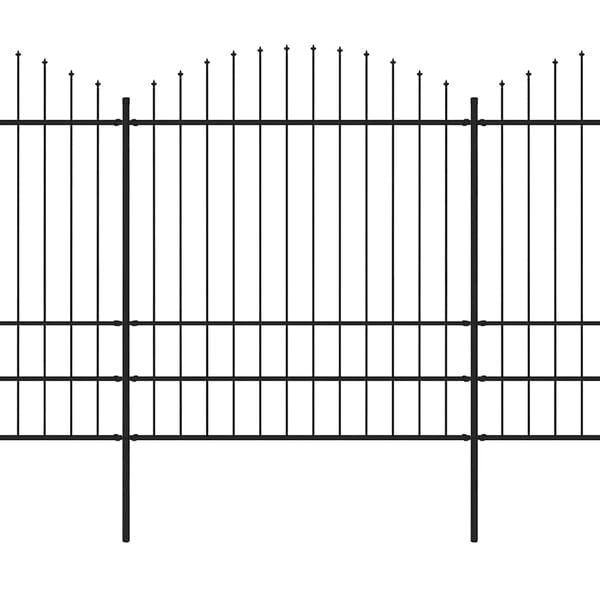 vidaXL Hagegjerde med spydtopp st&aring;l 1248x200 cm svart