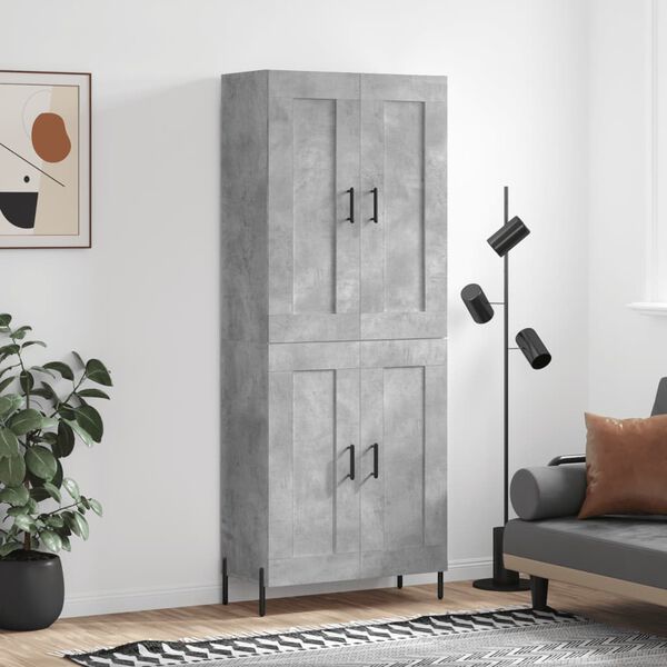 vidaXL Highboard betonggr&aring; 69,5x34x180 cm konstruert tre