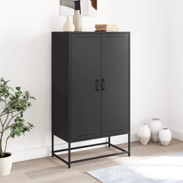 vidaXL Highboard svart 68,5x38,5x123,5 cm stål