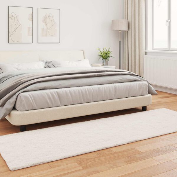 vidaXL Kunstpels Kanin Teppe Olite Krem 80 x 250 cm Polyester