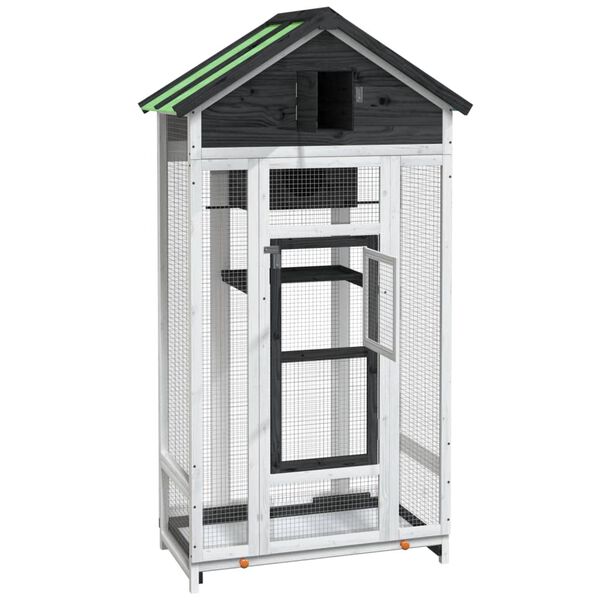 vidaXL Fuglehus grå 91,5x53x170 cm heltre furu