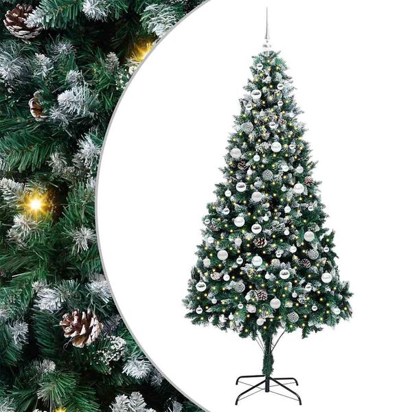 vidaXL Kunstig juletre med 300 LED grønn 210 cm PVC og Stål og Plast