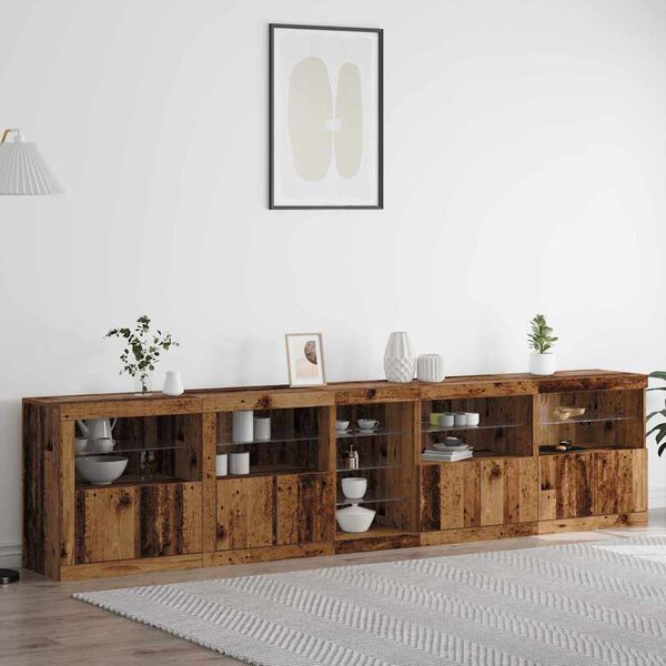 vidaXL LED sideboard Gammelt tre 283 x 37 x 67 cm Konstruert tre
