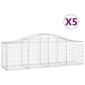 vidaXL Gabionkurver buede 5 stk 200x50x60/80 cm galvanisert jern