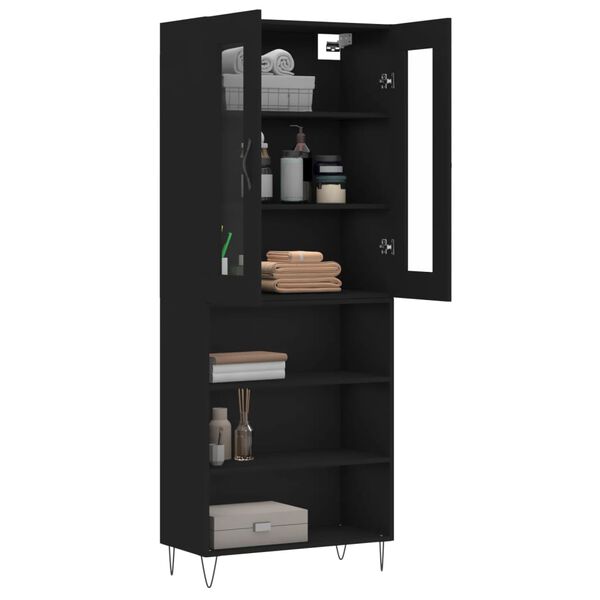 vidaXL Highboard svart 69,5x34x180 cm konstruert tre