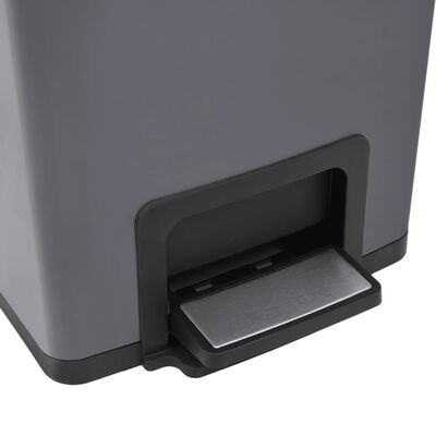 vidaXL Søppelkasse pedal anti-fingeravtrykk 30L grå rustfritt stål