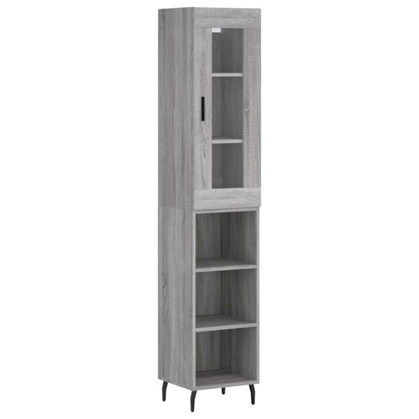 vidaXL Highboard gr&aring; sonoma 34,5x34x180 cm konstruert tre