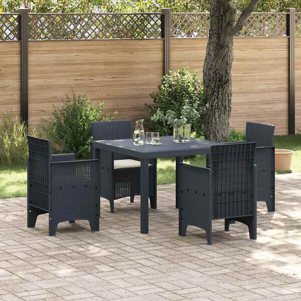 vidaXL Hage Spisegruppe 5 pcs Antrasitt Polt rattan