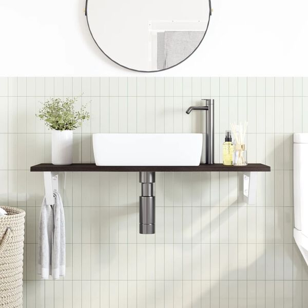 vidaXL Servanthylle veggmontert st&aring;l og heltre eik