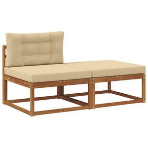 vidaXL Sekjsonsofaenheter med pute 2 Stk Naturlig Solid akasietre