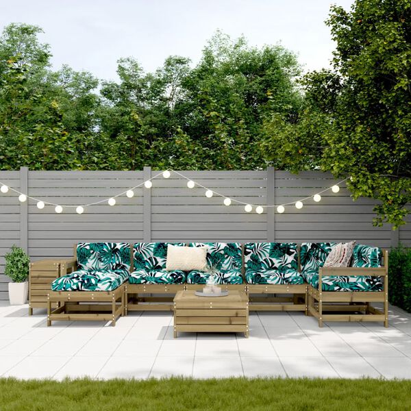 vidaXL Hagesofasett 9 deler impregnert furu