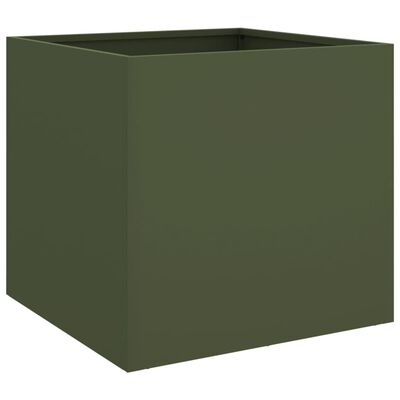 vidaXL Plantekasse olivengrønn 42x40x39 cm kaldvalset stål