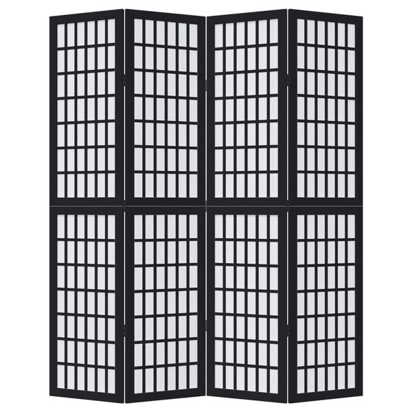 vidaXL Romdeler 4 paneler svart heltre keisertre