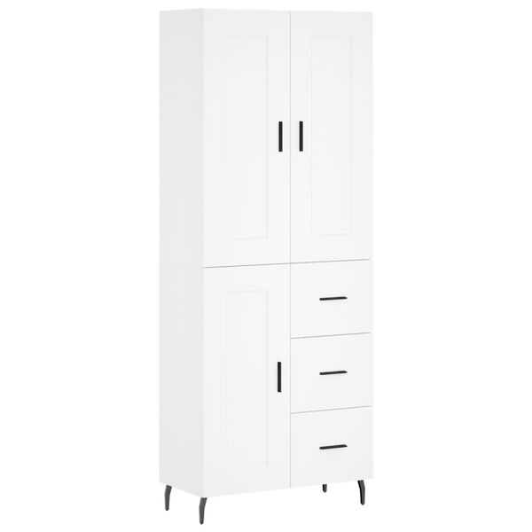 vidaXL Highboard hvit 69,5x34x180 cm konstruert tre