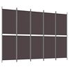 vidaXL Romdeler med 5 paneler brun 250x180 cm stoff