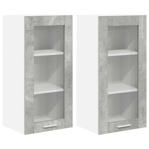 vidaXL Hengende skap 2 pcs Betonggr&aring; 40 x 31 x 80 cm Konstruert tre