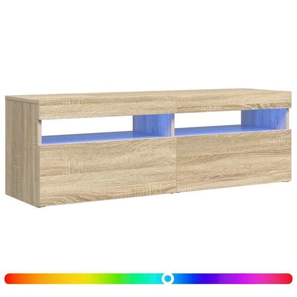 vidaXL TV-benk med LED-lys sonoma eik 120x35x40 cm